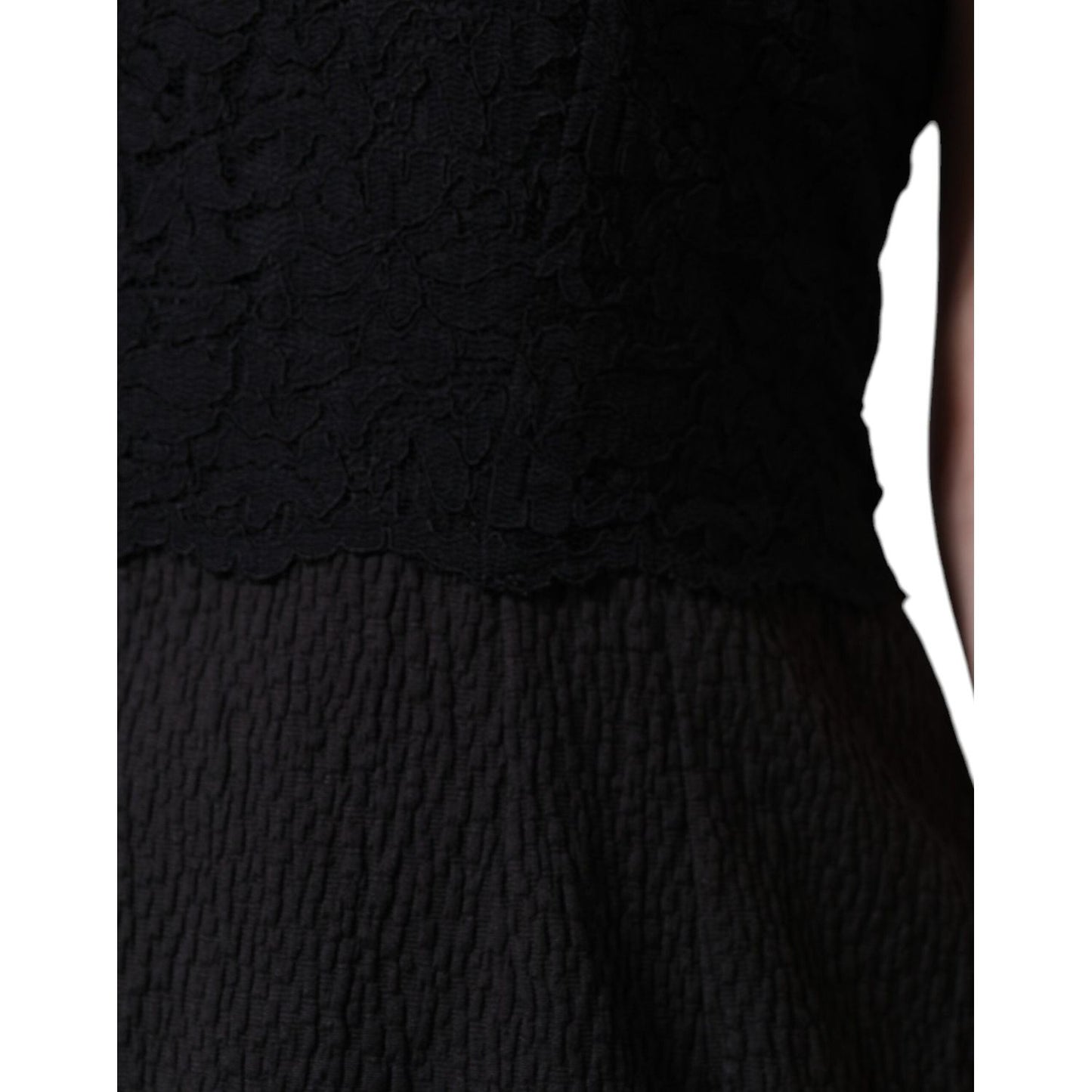 Dolce & Gabbana Black Cotton Sheath Knee Length Dress Dolce & Gabbana Black