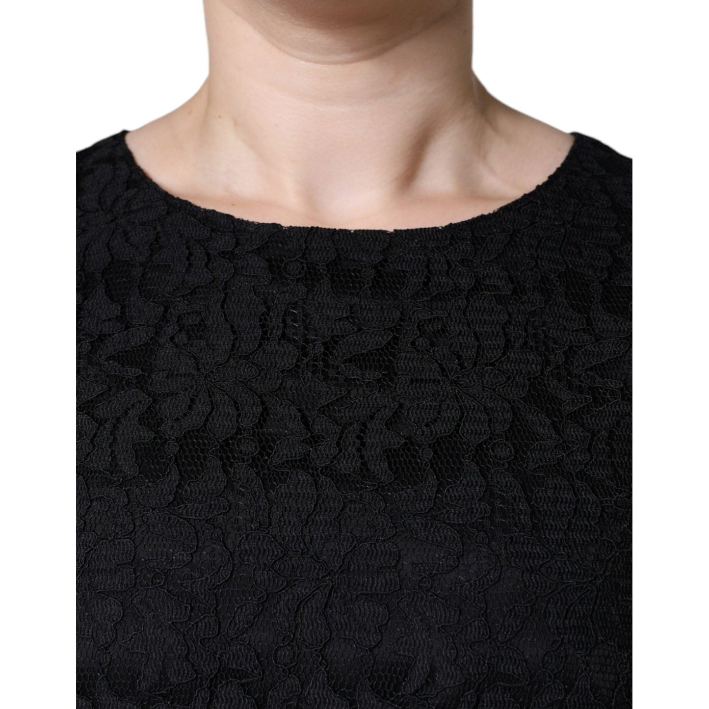 Dolce & Gabbana Black Floral Lace Sheath Sleeveless Mini Dress Dolce & Gabbana Tan