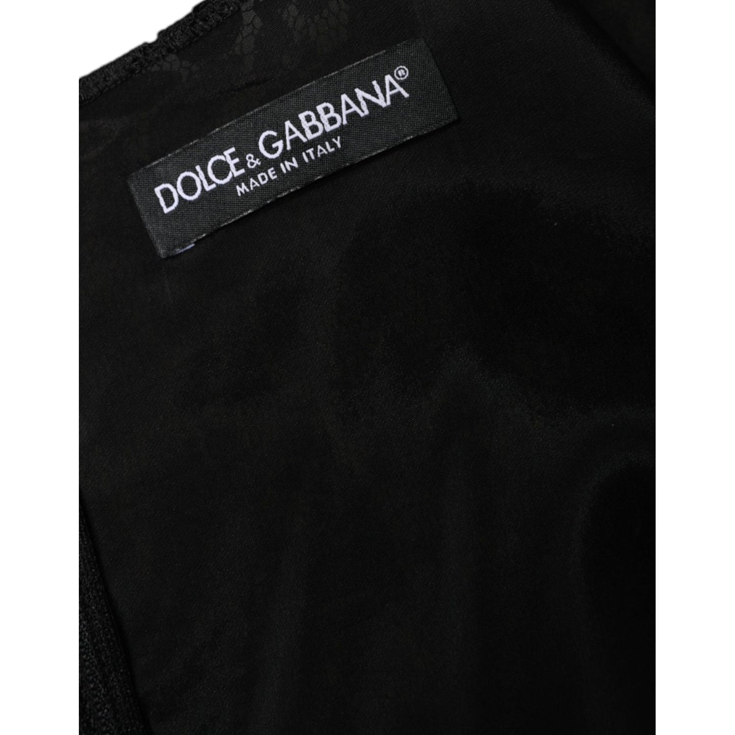 Dolce & Gabbana Black Floral Lace Sheath Sleeveless Mini Dress Dolce & Gabbana Black