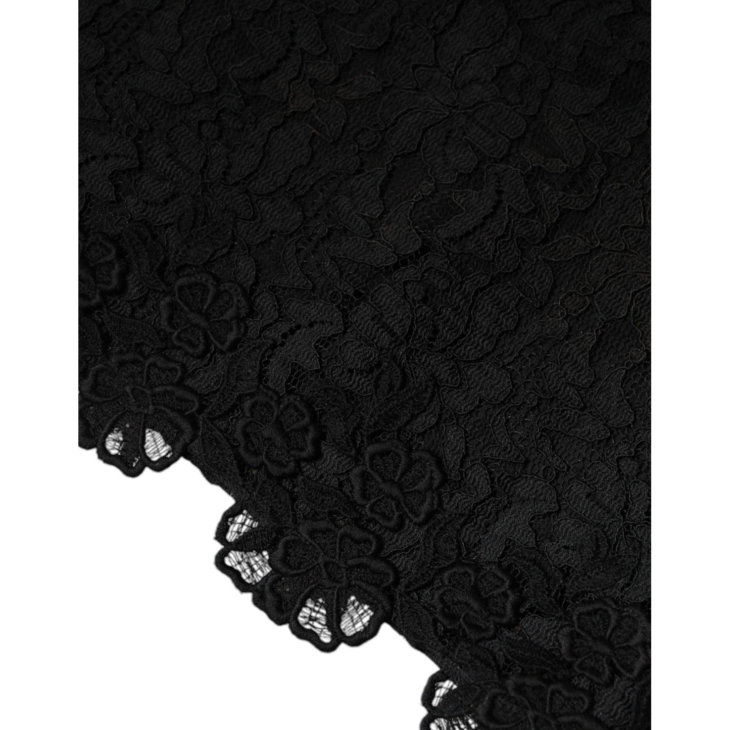 Dolce & Gabbana Black Floral Lace Sheath Sleeveless Mini Dress Dolce & Gabbana Black