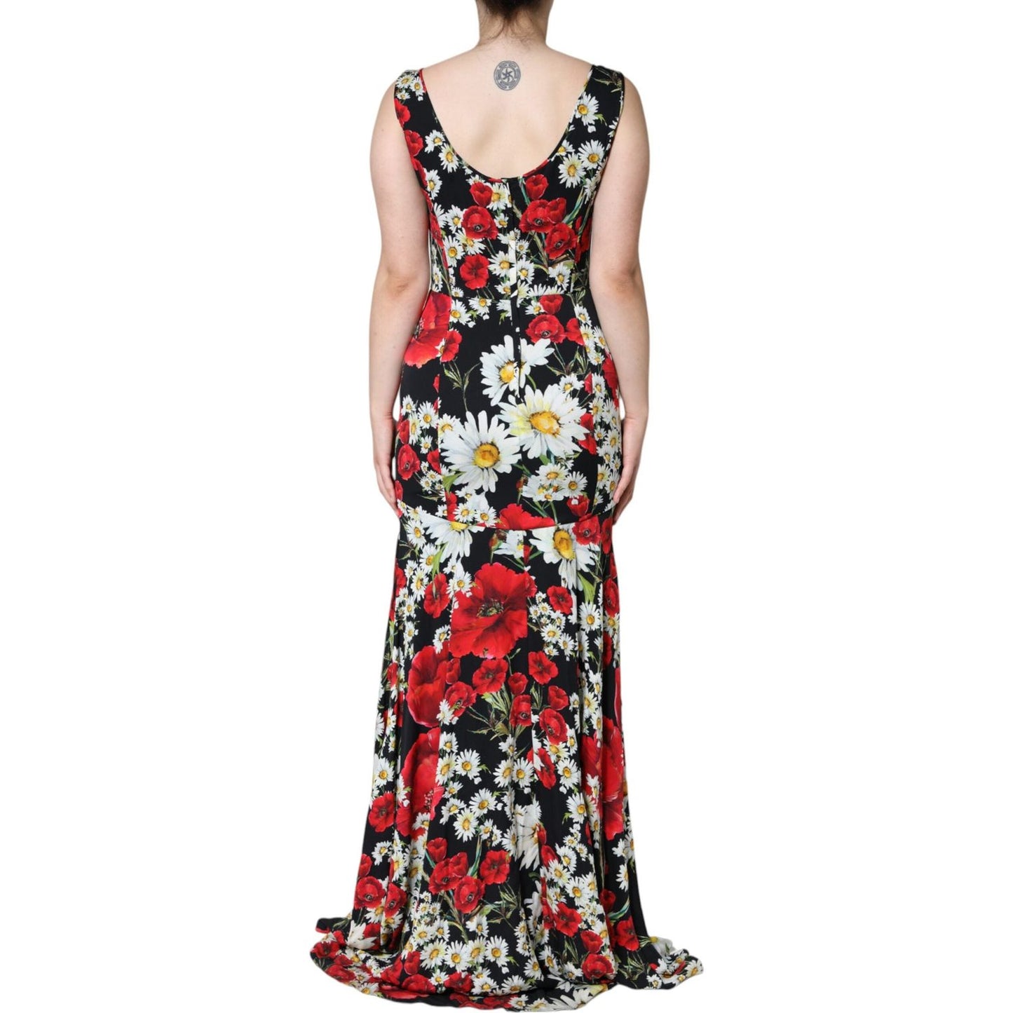Dolce & Gabbana Black Floral Silk Sleeveless Long Gown Dress Dolce & Gabbana Gray