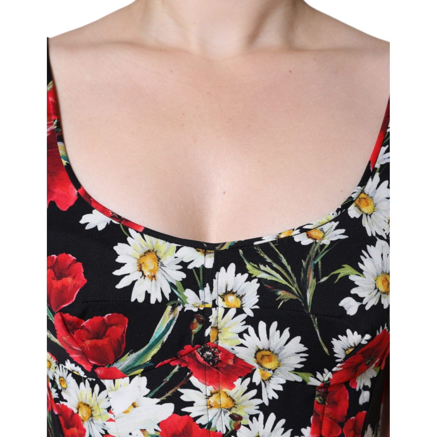 Dolce & Gabbana Black Floral Silk Sleeveless Long Gown Dress Dolce & Gabbana Gray