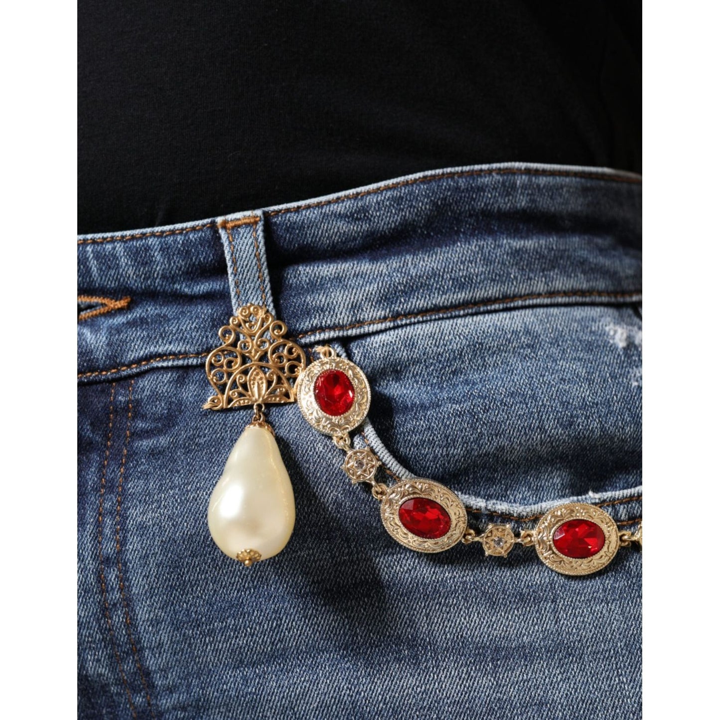 Dolce & Gabbana Dark Blue Cotton Tattered Skinny Denim Jeans Dolce & Gabbana Dark Slate Gray