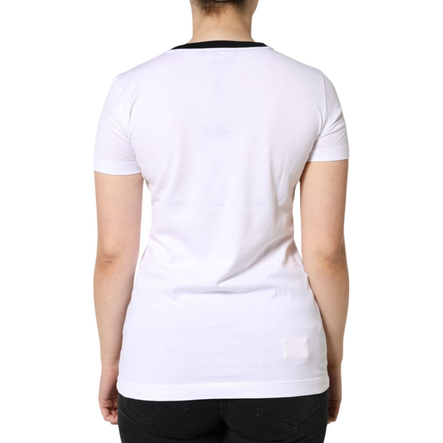 Dolce & Gabbana White Eleganza Print Cotton Short Sleeves T-shirt Dolce & Gabbana Lavender