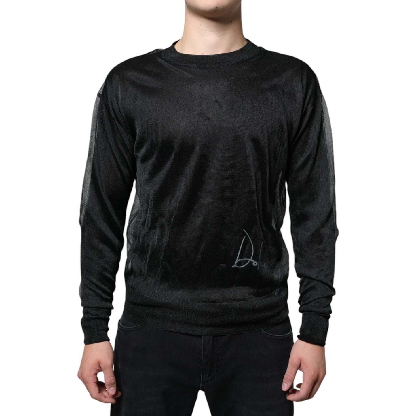 Dolce & Gabbana Black Polyester Pullover Sweatshirt Sweater Dolce & Gabbana Black