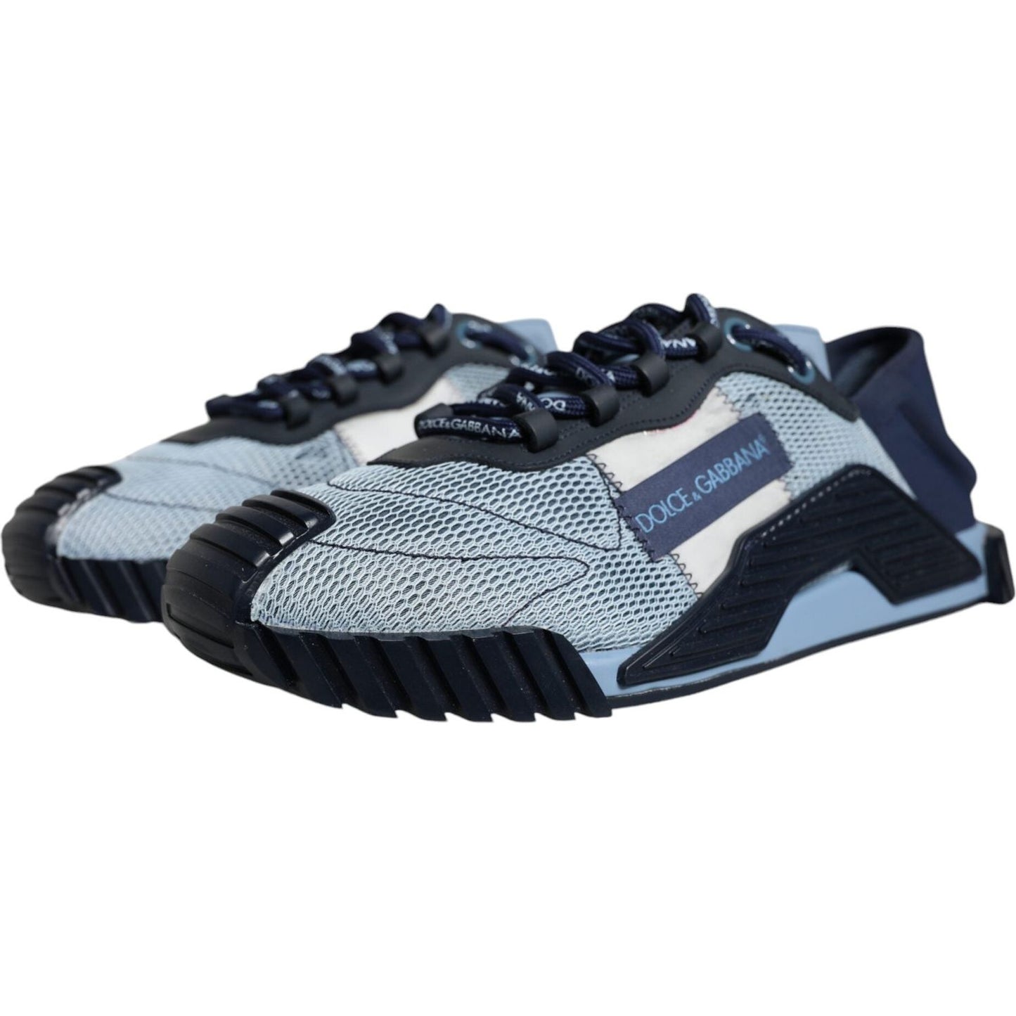 Dolce & Gabbana Blue Black Low Top NS1 Sneakers Shoes Dolce & Gabbana Light Steel Blue