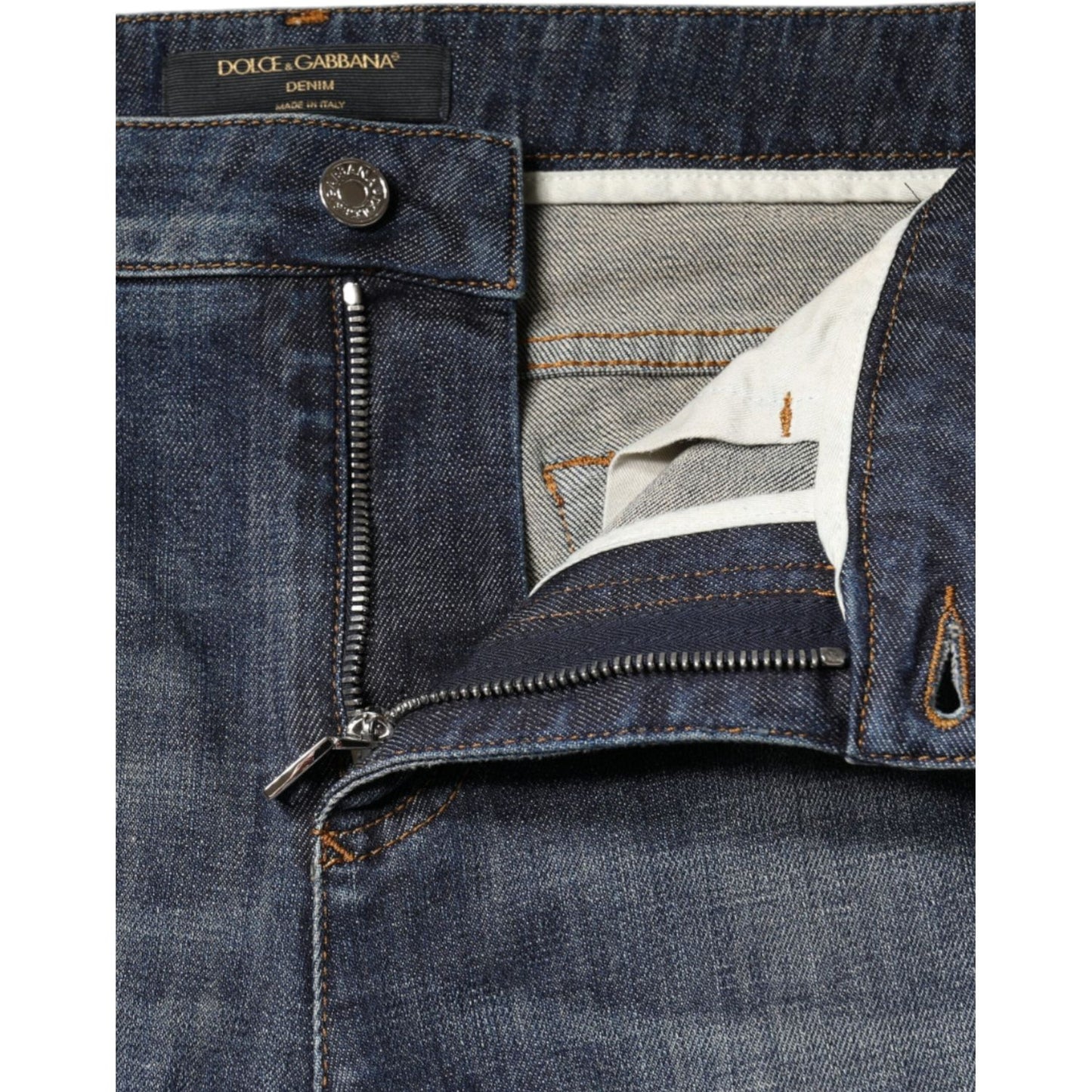 Dolce & Gabbana Dark Blue Cotton Stretch Skinny Denim Jeans Dolce & Gabbana Dark Slate Gray