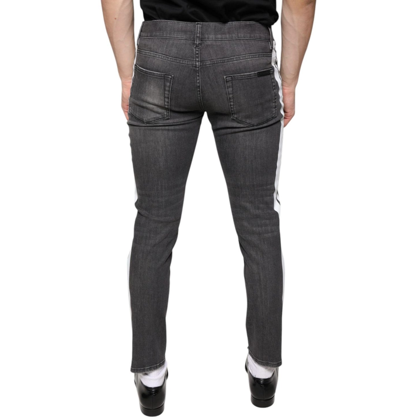 Dolce & Gabbana Black Tattered Cotton Skinny Men Denim Jeans Dolce & Gabbana Dark Slate Gray