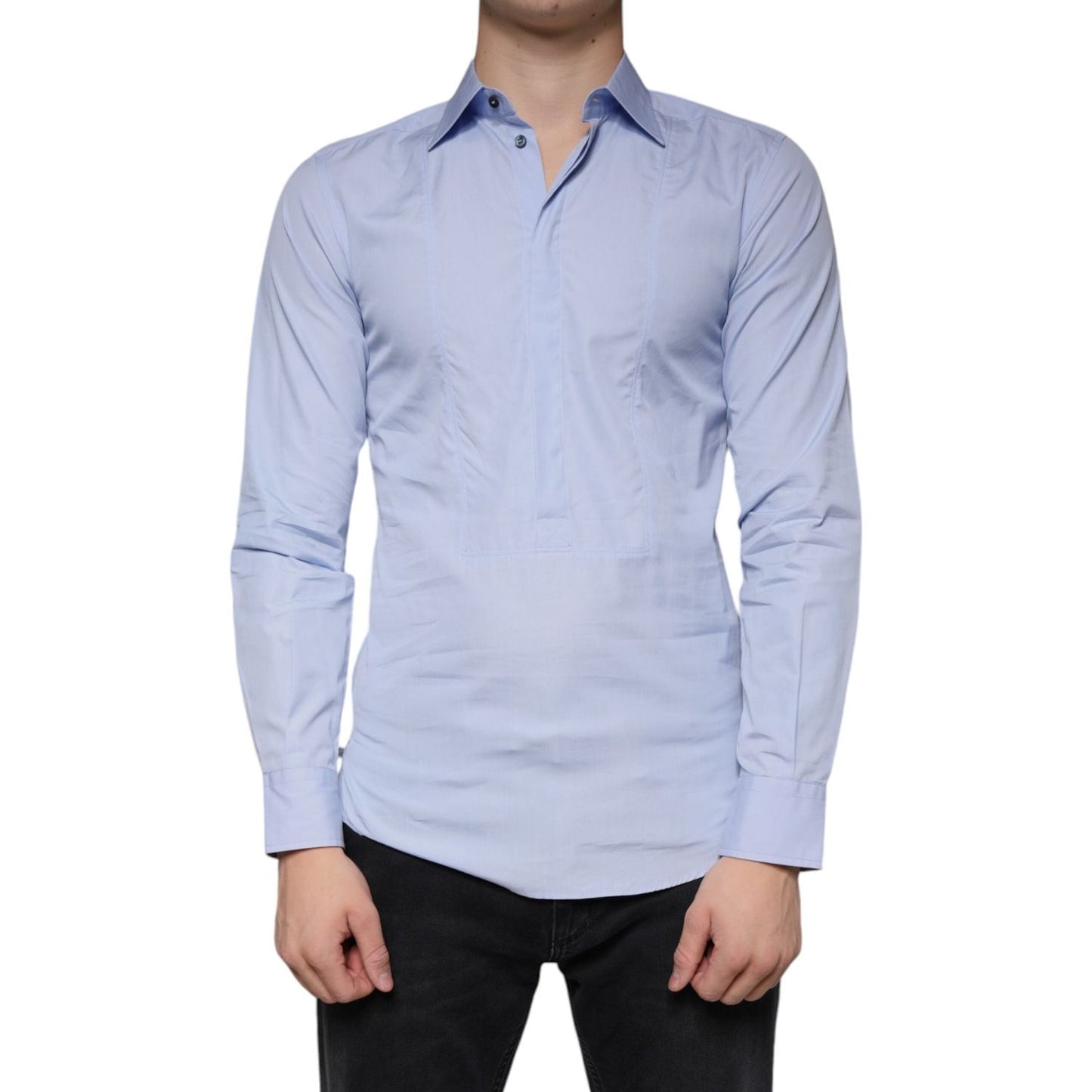 Dolce & Gabbana Light Blue Cotton Men Dress Formal Shirt Dolce & Gabbana Light Steel Blue