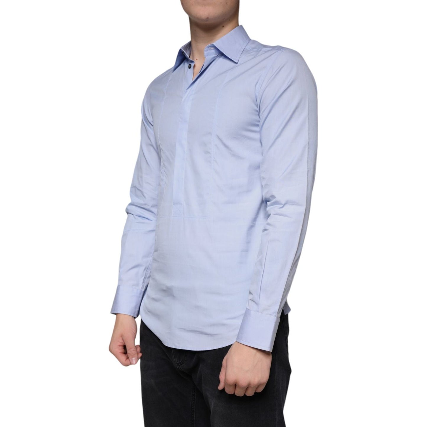 Dolce & Gabbana Light Blue Cotton Men Dress Formal Shirt Dolce & Gabbana Light Steel Blue