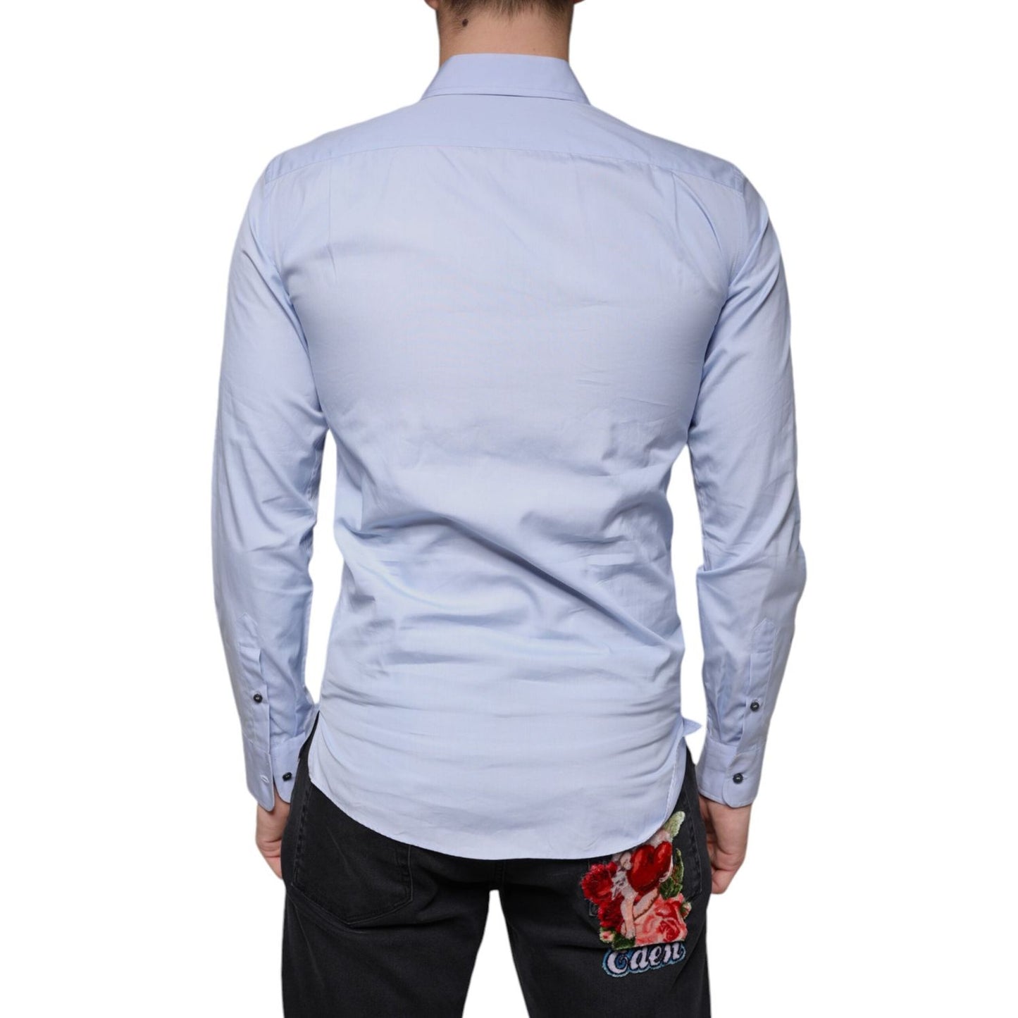 Dolce & Gabbana Light Blue Cotton Men Dress Formal Shirt Dolce & Gabbana Light Steel Blue