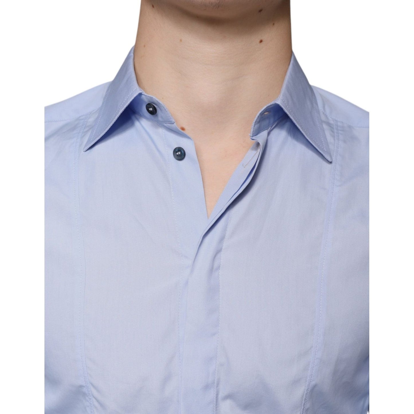 Dolce & Gabbana Light Blue Cotton Men Dress Formal Shirt Dolce & Gabbana Gray