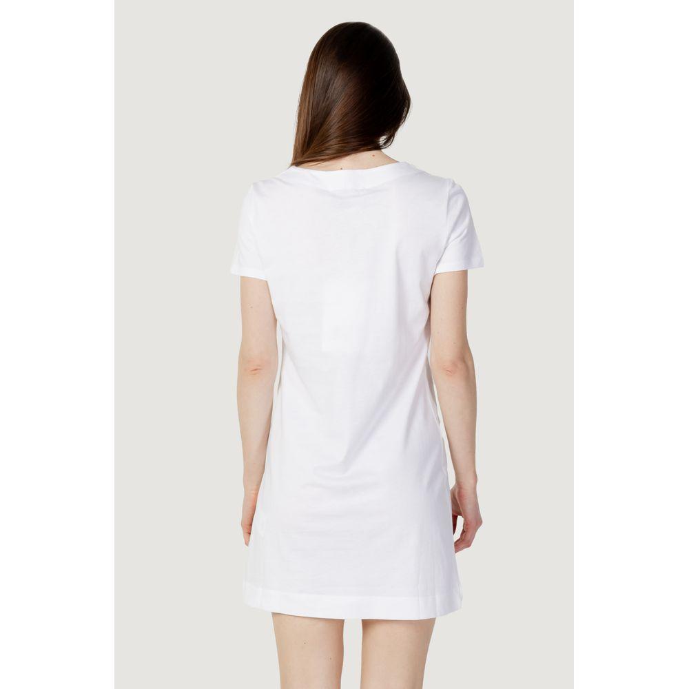 Love Moschino White Cotton Dress Love Moschino Light Gray