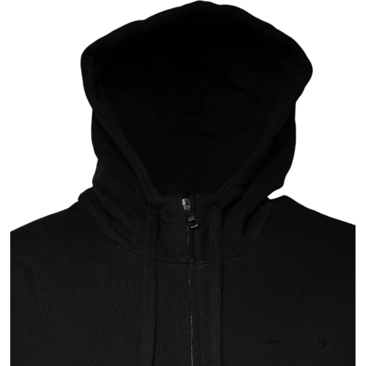 Dolce & Gabbana Black Logo Plaque Hooded Full Zip Sweater Dolce & Gabbana Black
