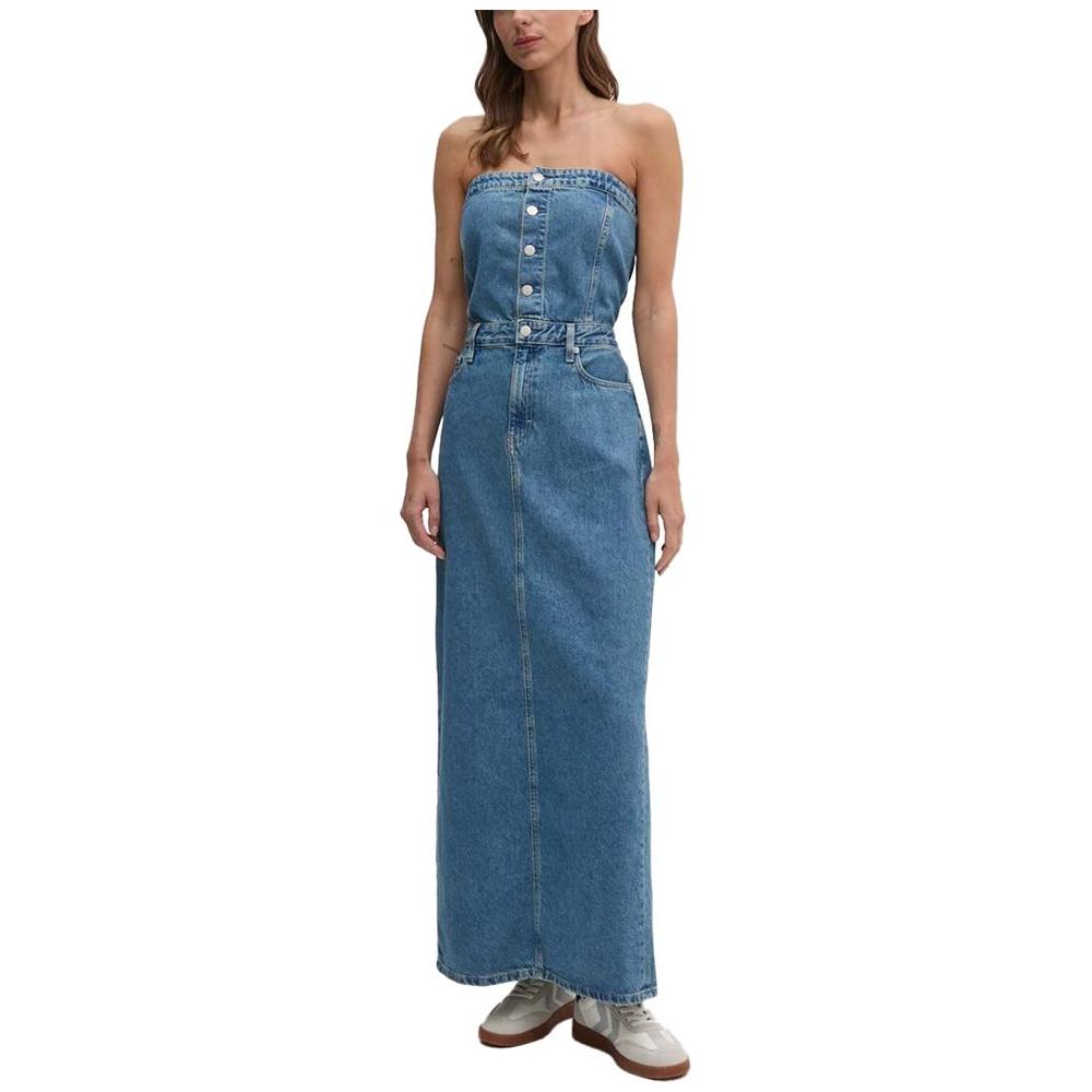 Calvin Klein Jeans Blue Cotton Dress Calvin Klein Jeans Dim Gray