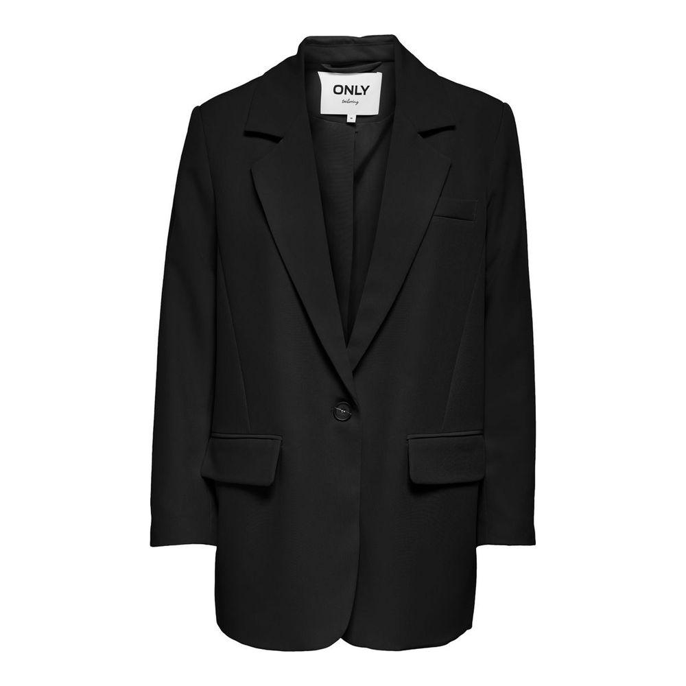 Women's black polyester blazer with oversized fit and lightweight design from Only, perfect for a stylish and comfortable mid-season look.