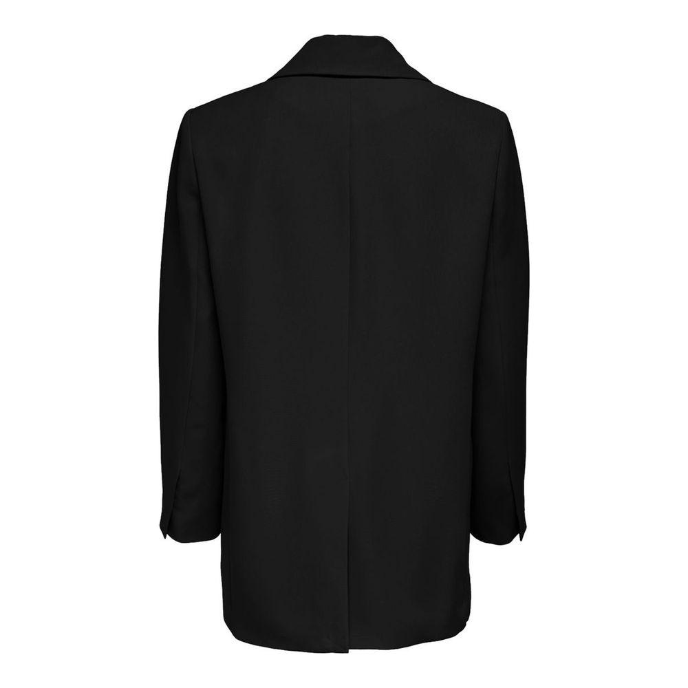 Back view of women's Only ONLLANA-BERRY black oversized blazer, made from polyester and elastane, perfect for mid-season wear.