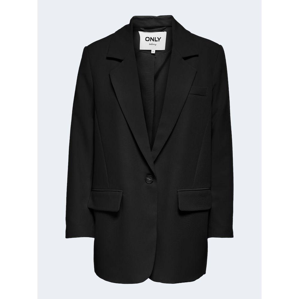 Black Only ONLLANA-BERRY women's oversized blazer, polyester-elastane blend, perfect for mid-season wear, elegant and versatile.