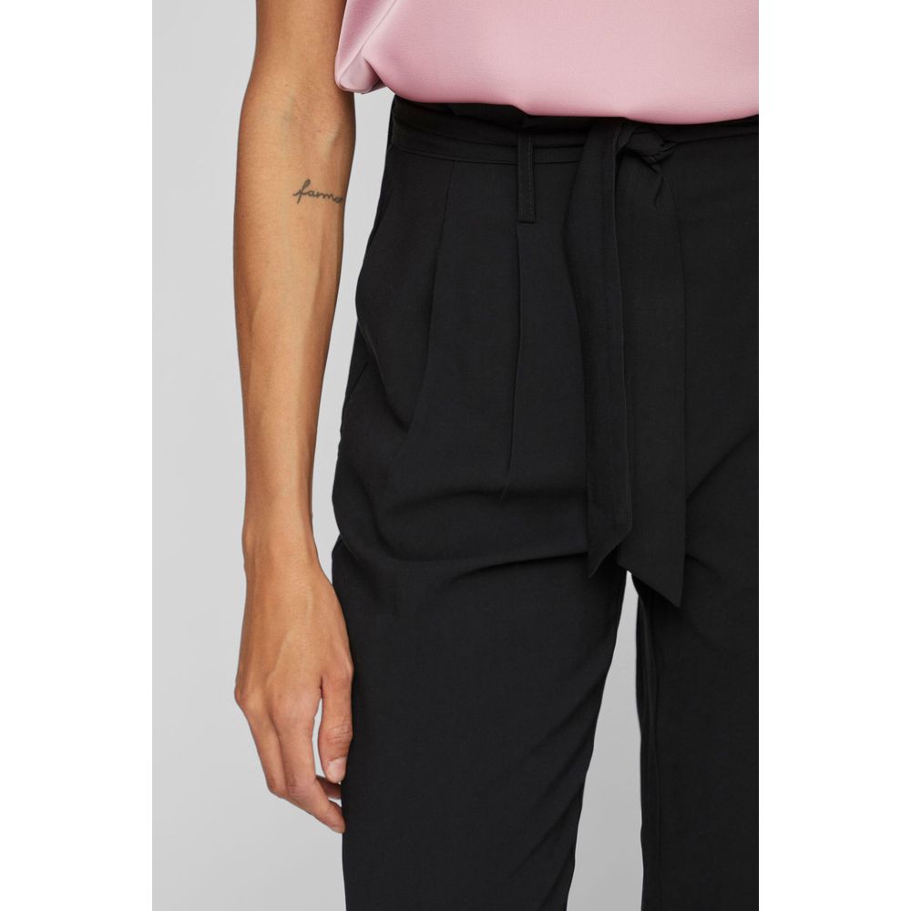 Vila Clothes Black Viscose Cropped Pants