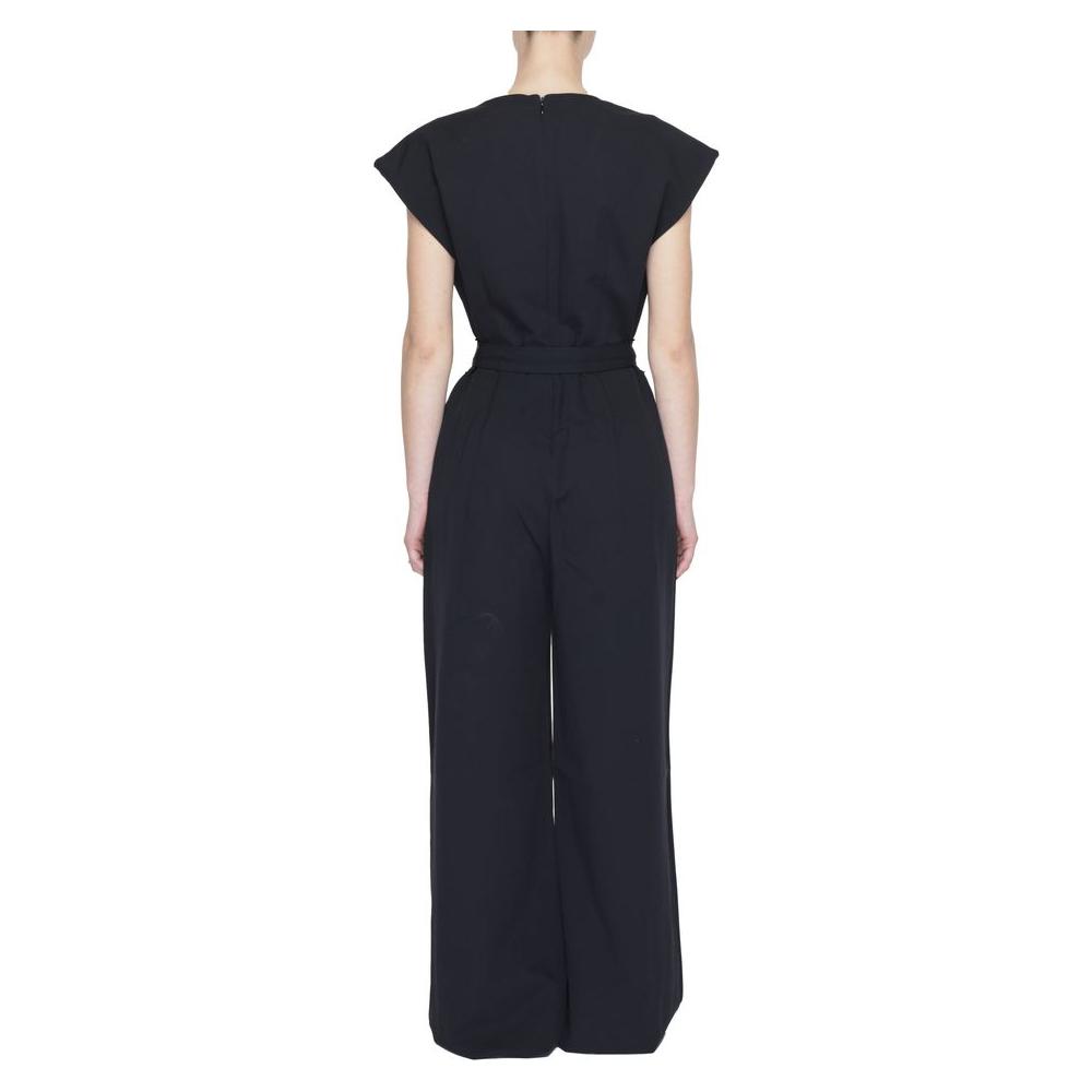Back view of Vila Clothes elegant black women's jumpsuit made from 90% polyester and 10% elastane, part of the Spring/Summer collection