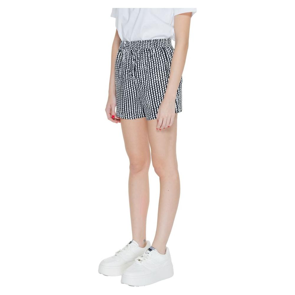 Women's black and white polka dot viscose shorts, spring/summer collection, casual style