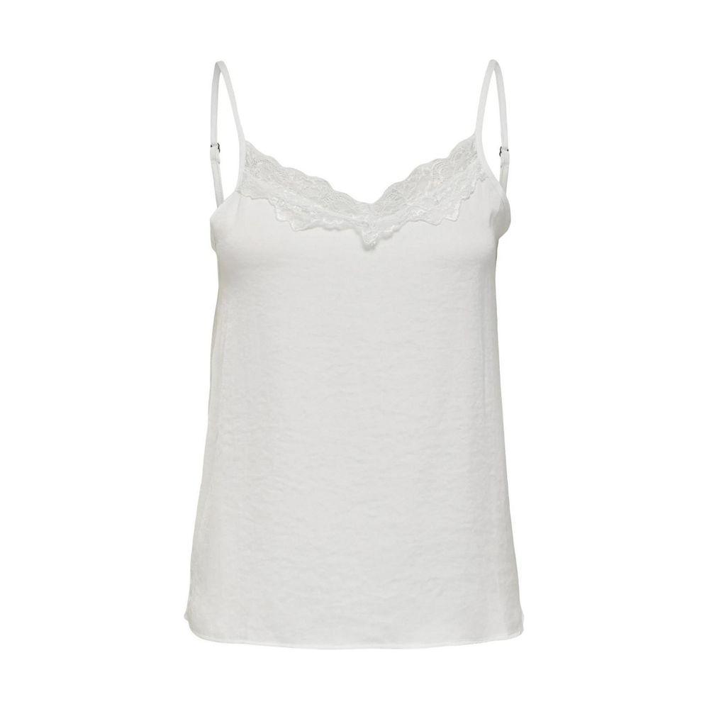 Jacqueline De Yong white polyester tank top for women, part of spring/summer collection, features delicate lace detailing.