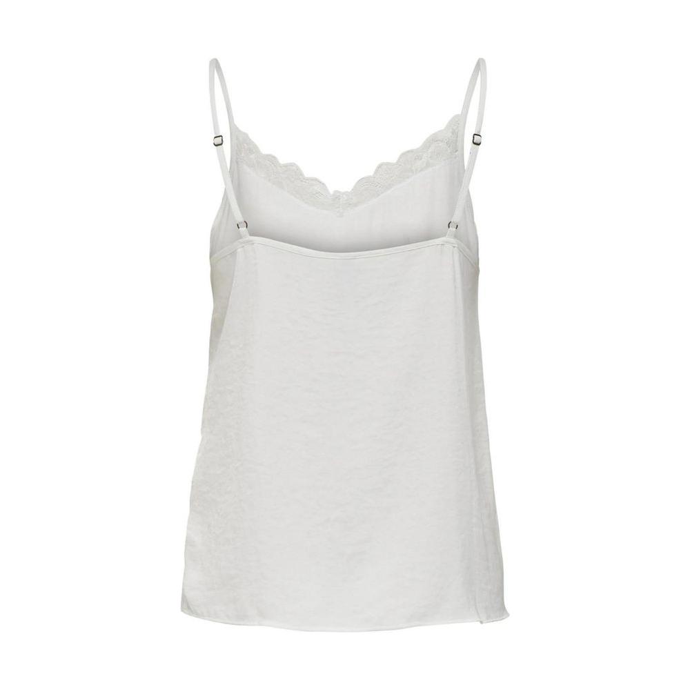 Jacqueline De Yong white polyester tank top for women, ideal for spring-summer collection, with adjustable straps and lace trim.