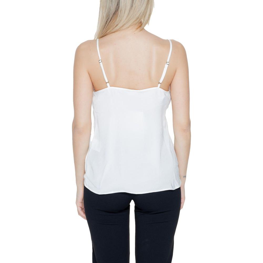 Back view of Jacqueline De Yong white polyester tank top for women, spring/summer collection.
