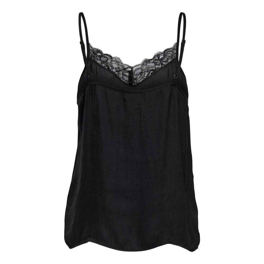 Jacqueline De Yong black polyester women's tank top with lace detail, spring/summer collection