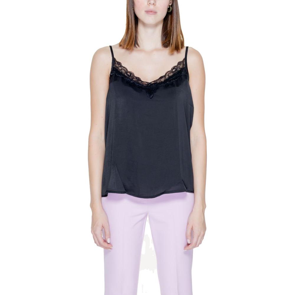 Jacqueline De Yong black polyester tank top for women, spring/summer collection, featuring lace detail, 100% polyester.