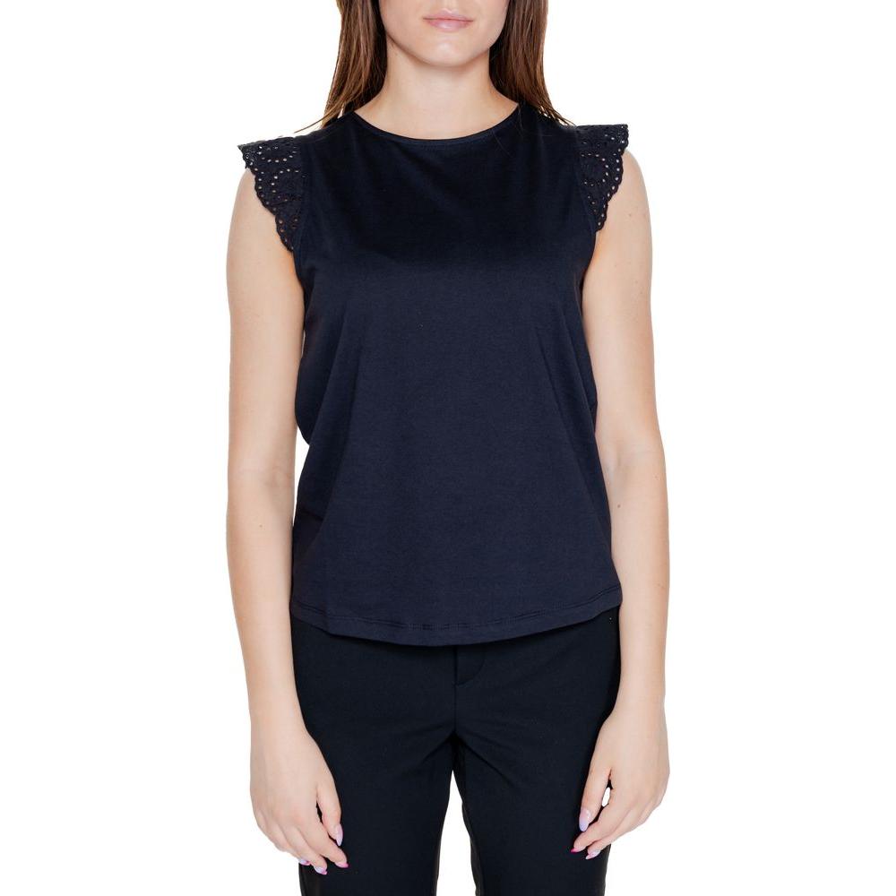 Vero Moda black recycled cotton women's t-shirt, sleeveless style, eco-friendly, spring/summer collection