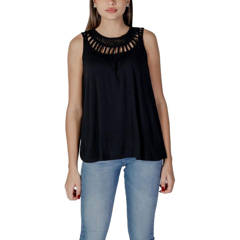 B.Young women's black viscose top, sleeveless spring/summer design, part of the women's t-shirts and canvas collection.
