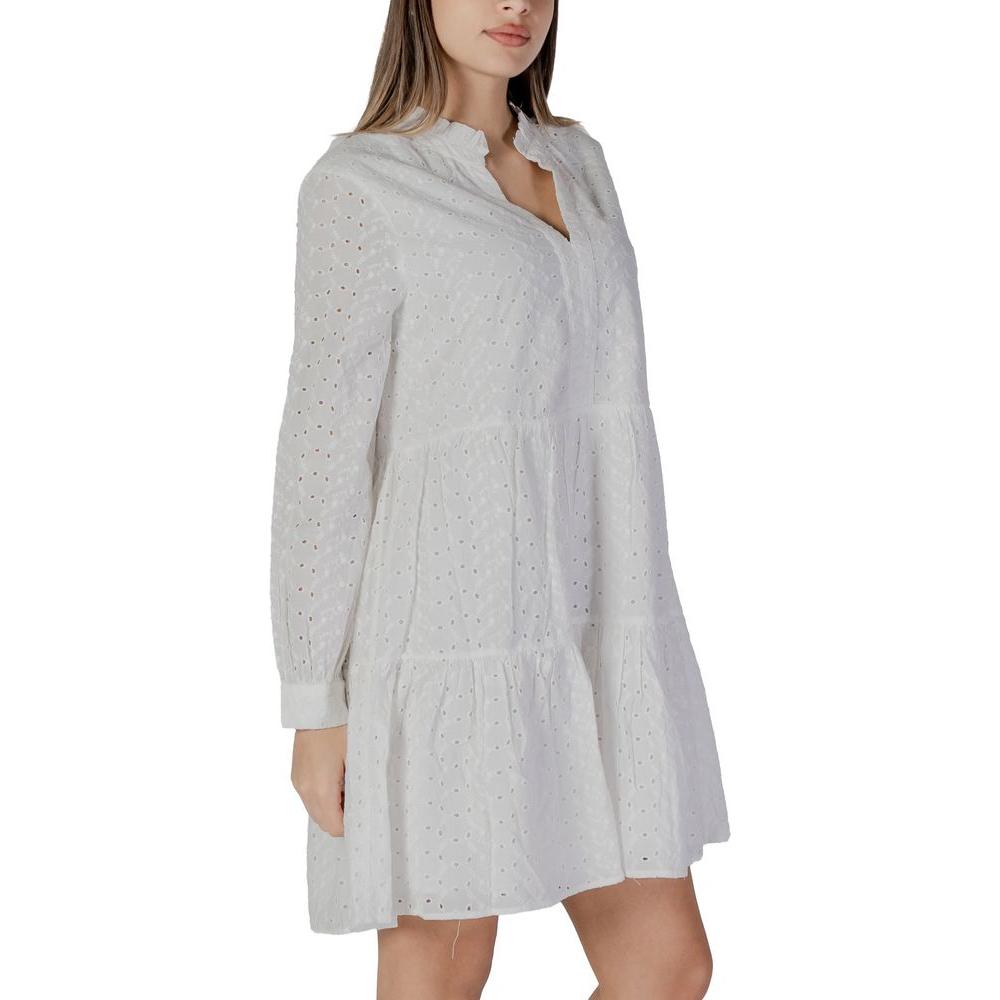 B.Young White Cotton Dress for Women - Spring/Summer Collection, 100% Cotton, Elegant and Comfortable Design