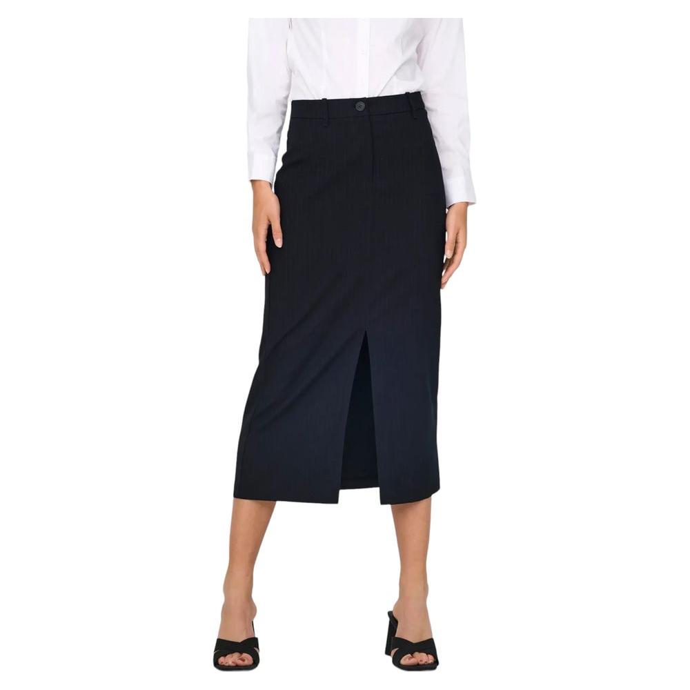 Jacqueline De Yong gray polyester skirt with front slit, fall/winter collection, women's fashion, elegant office wear.