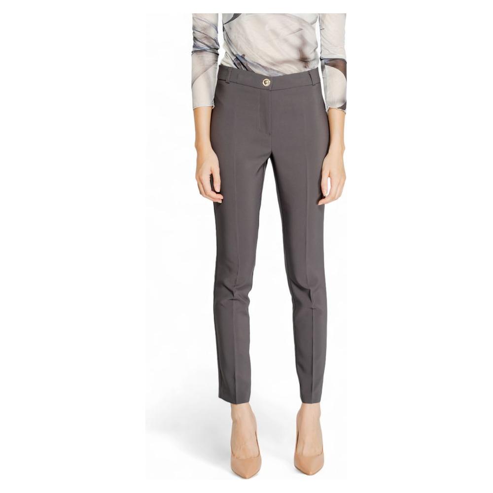 Rinascimento gray polyester women's pants, fall/winter collection, featuring 90% polyester and 10% elastane.