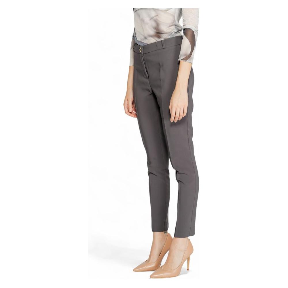 Rinascimento women's gray polyester pants, fall/winter collection, featuring 90% polyester material, stylish and elegant design.