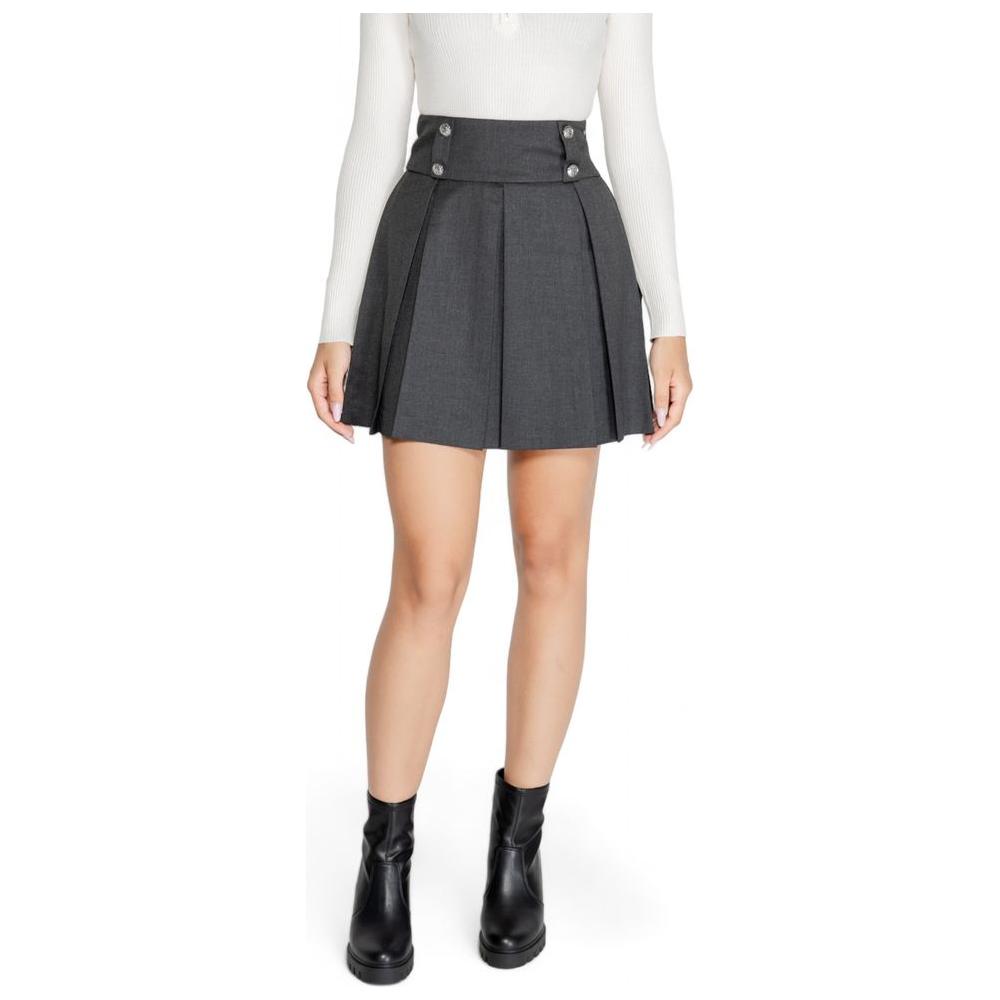 Morgan De Toi gray polyester skirt for women, fall/winter collection, featuring a pleated design and high-waist fit.