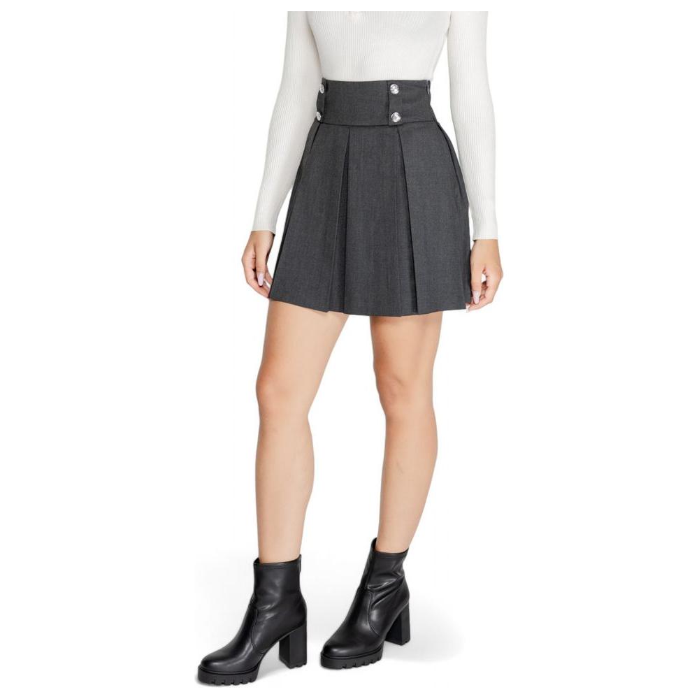 Morgan De Toi gray polyester women's skirt, fall/winter collection, high-waisted, with pleats and button details