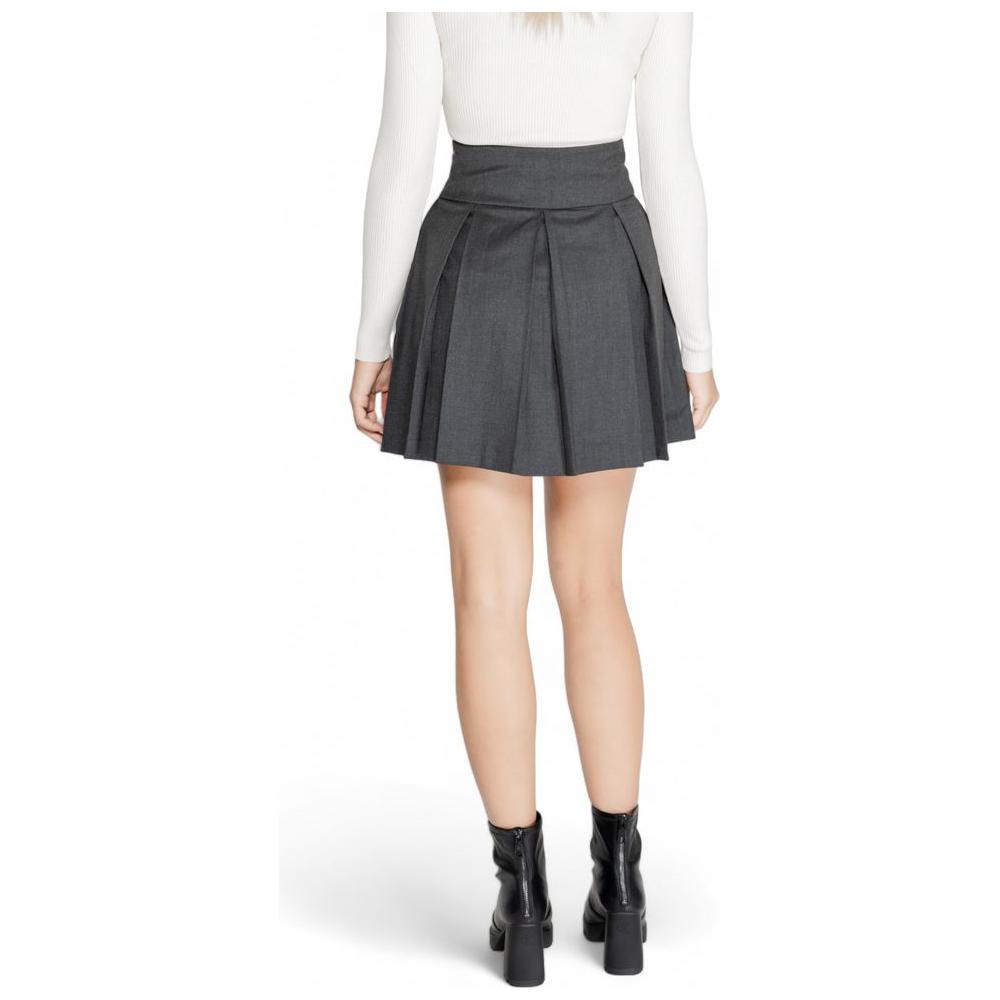 Back view of Morgan De Toi gray polyester skirt, perfect for women’s fall/winter collection, made of polyester, viscose, and lycra.