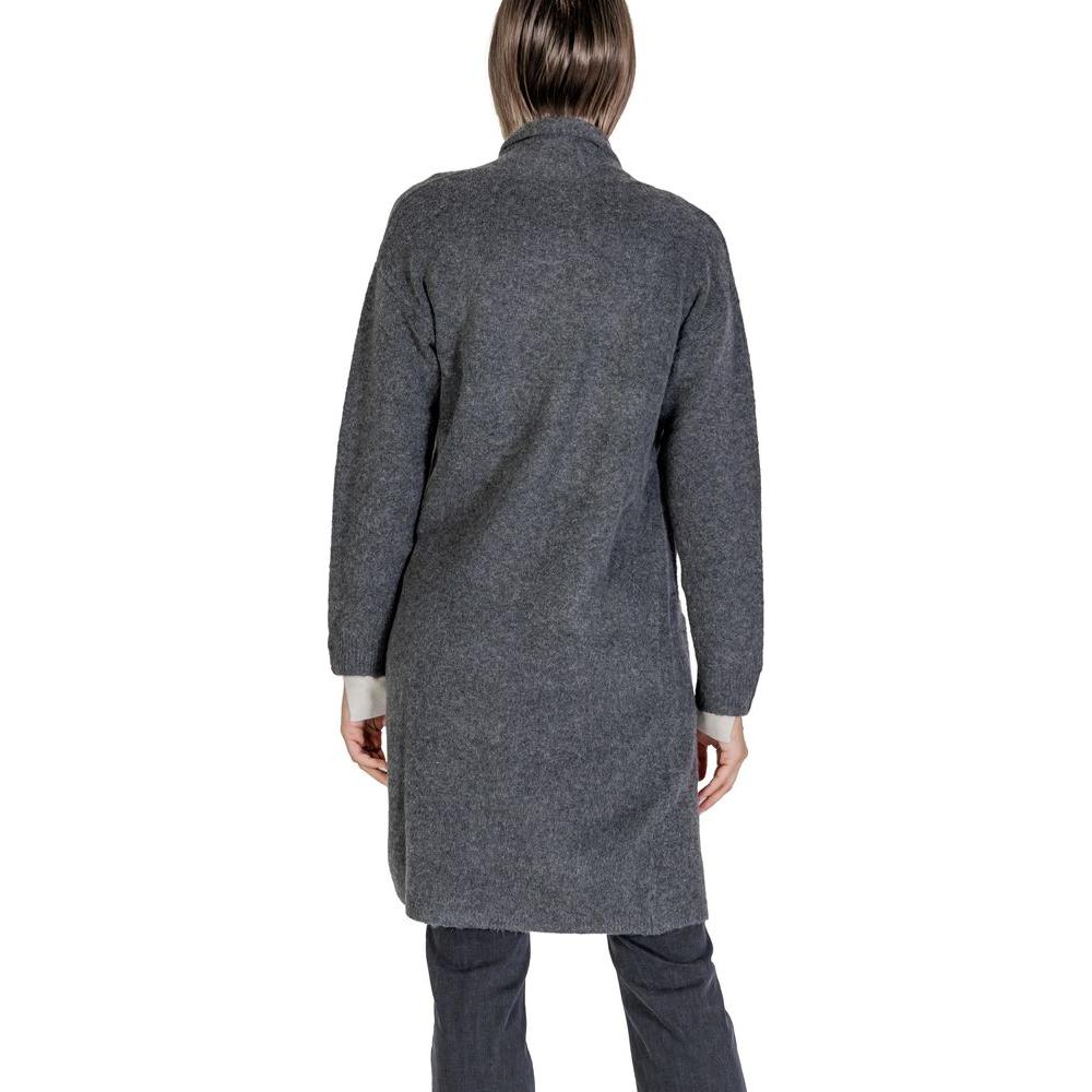Back view of woman wearing a Morgan De Toi gray polyester cardigan from the Fall/Winter collection.