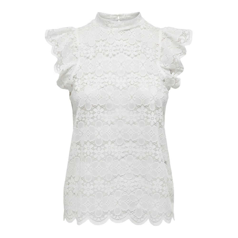 Jacqueline De Yong Cream Polyester Tops & T-Shirt Jacqueline De Yong Light Gray