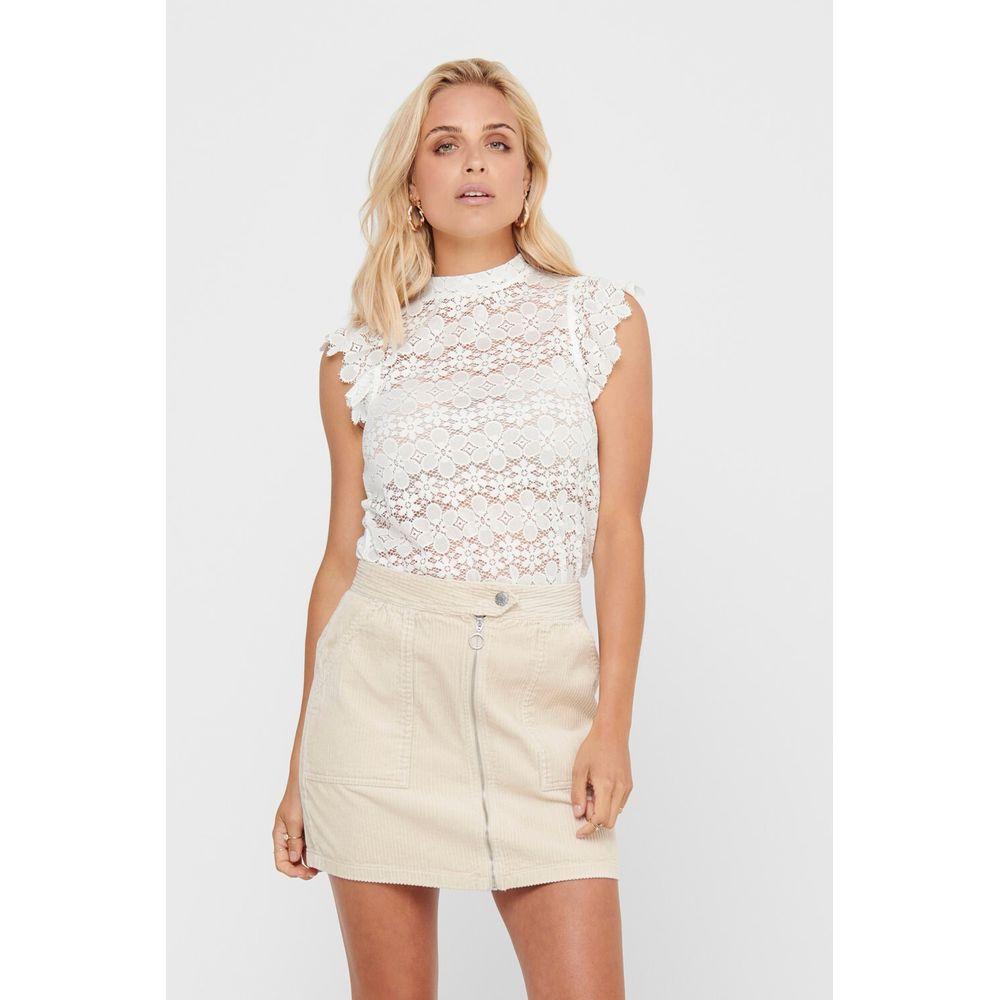 Jacqueline De Yong Cream Polyester Tops & T-Shirt Jacqueline De Yong Antique White