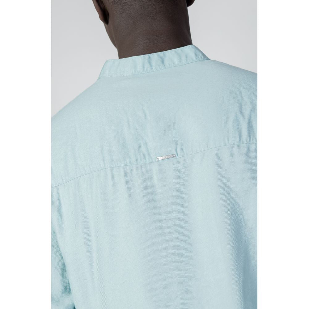 Back view of Antony Morato regular fit green viscose shirt showcasing soft fabric and modern design.