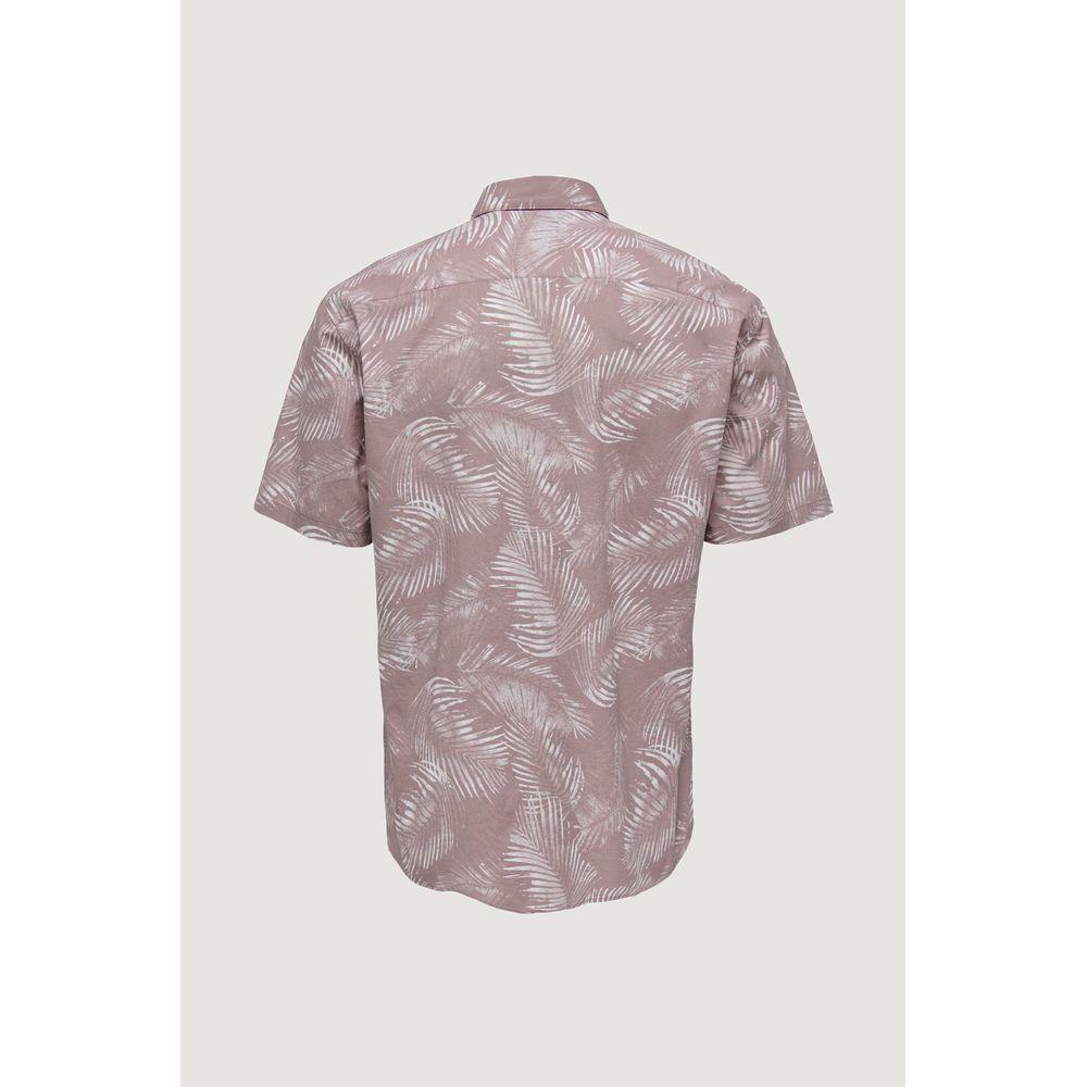 Men's purple cotton short-sleeved shirt with palm leaf pattern, Only & Sons Spring/Summer collection