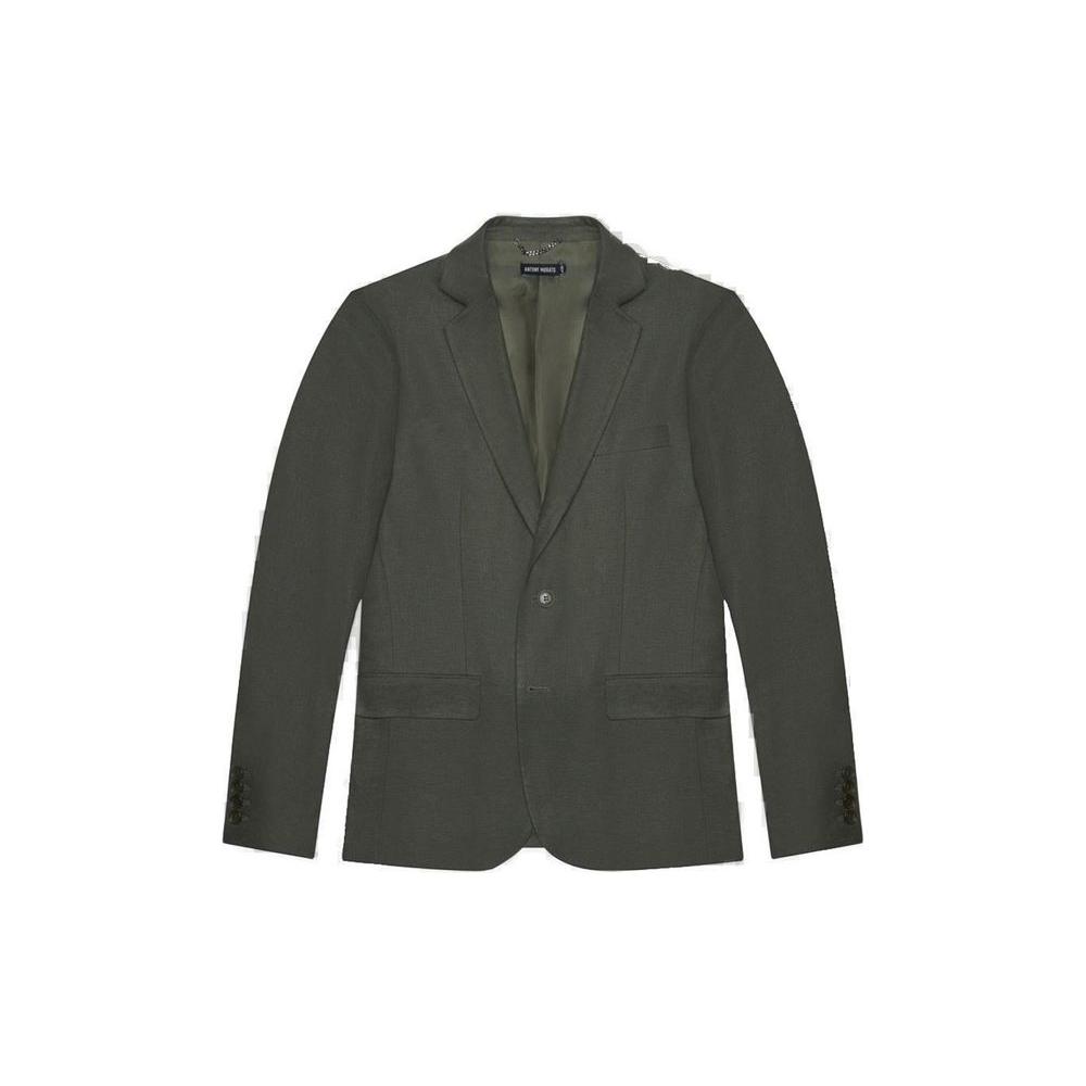 Antony Morato green linen suit jacket for men, spring/summer collection, composed of 52% linen and 48% viscose.