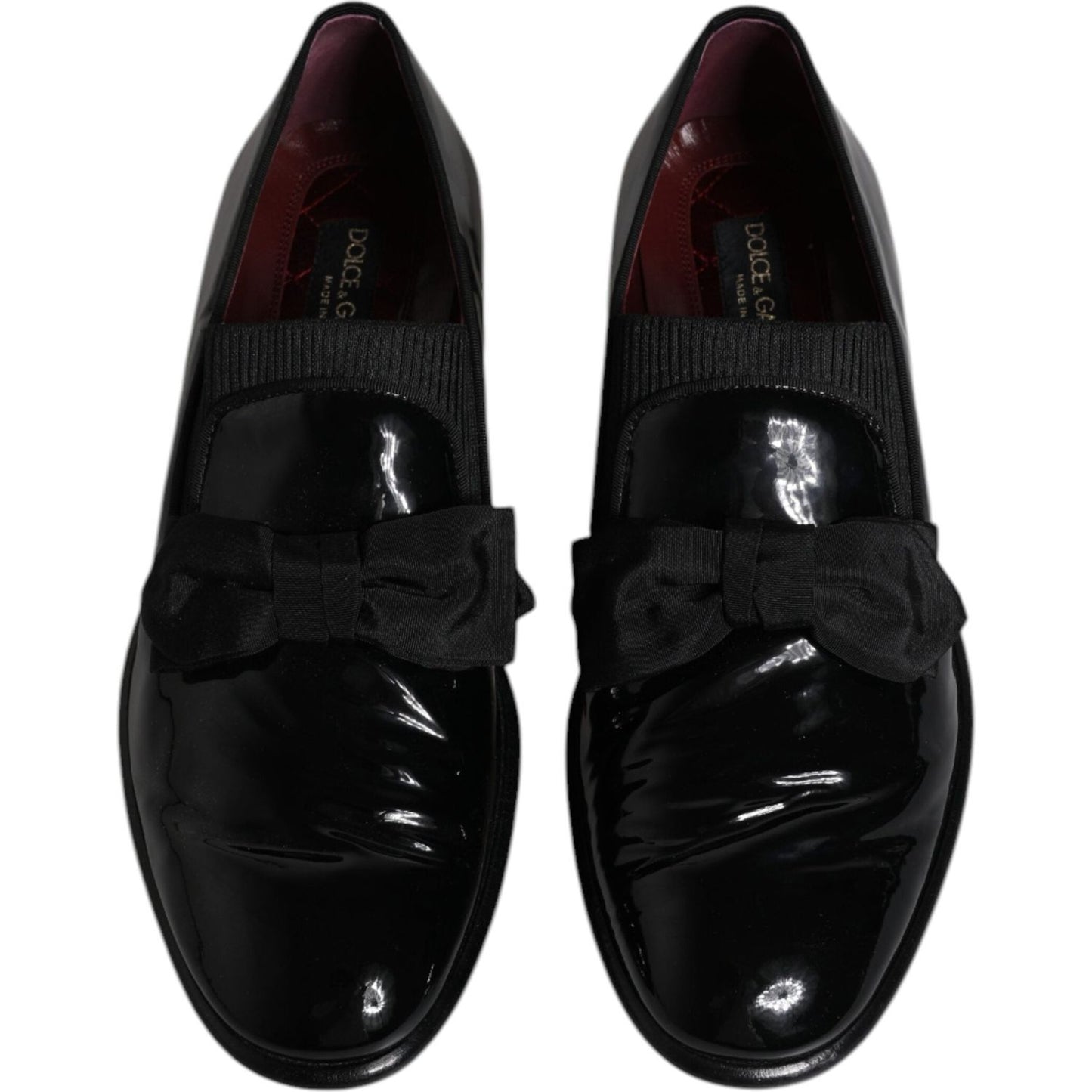 Dolce & Gabbana black leather loafers for men, formal dress shoes with logo details, made in Italy, preowned with tags.
