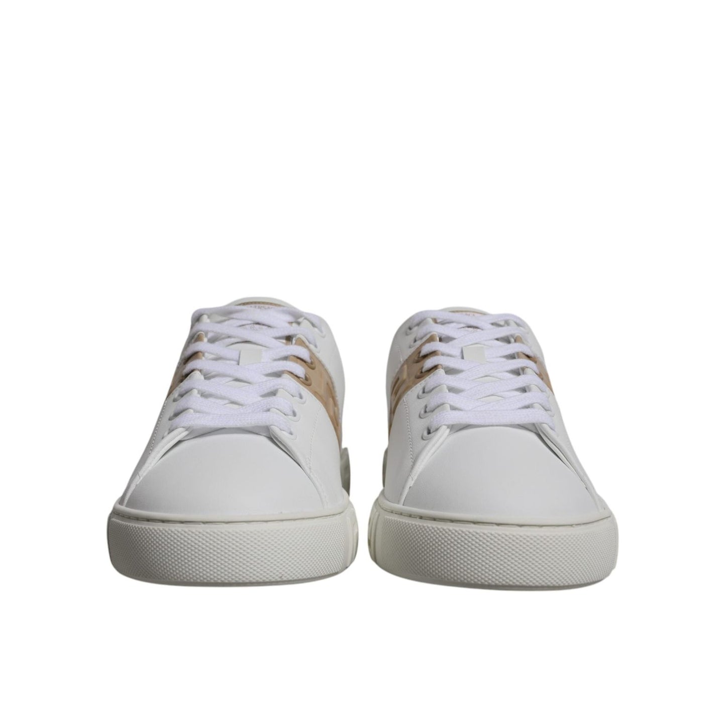 Versace White Brown Greca Print TPU Low Top Men Sneakers Shoes