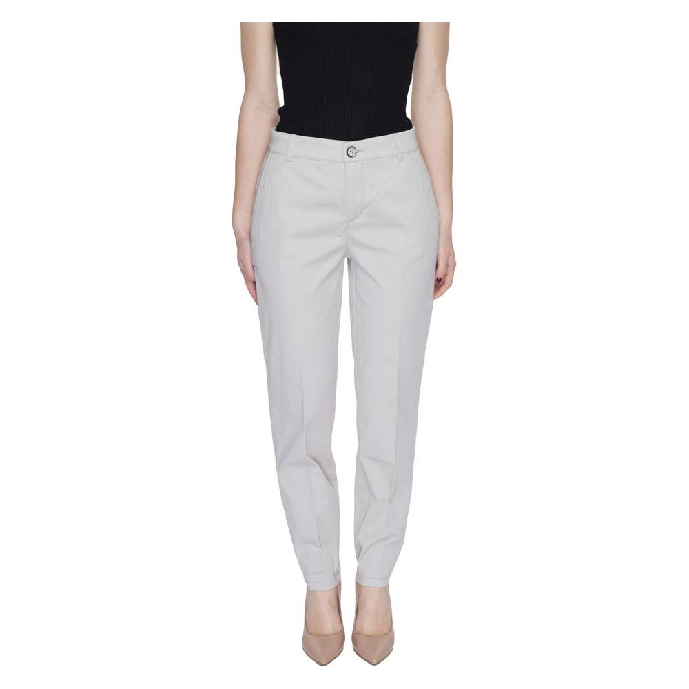 Street One beige cotton women's cigarette pants, spring/summer collection, featuring 97% cotton and 3% elastane for comfort and style.