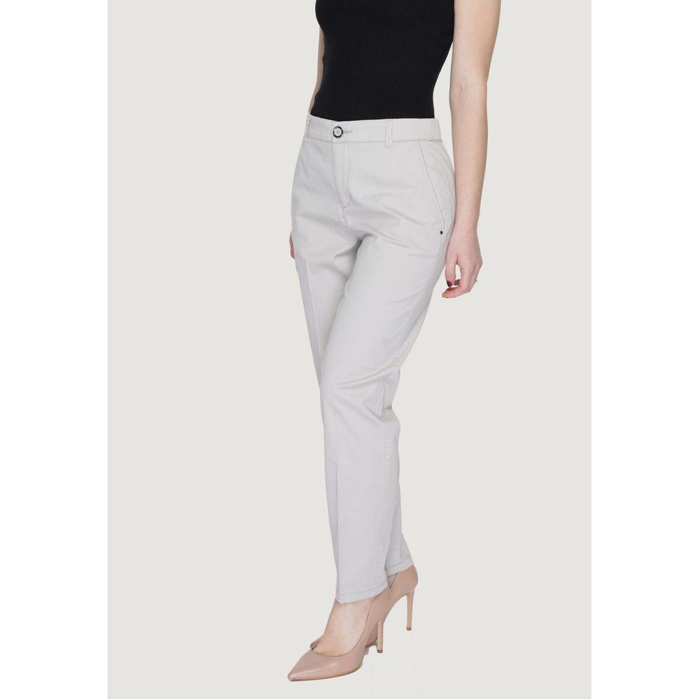Street One beige cotton cigarette pants for women, ideal for spring and summer, made of 97% cotton and 3% elastane.