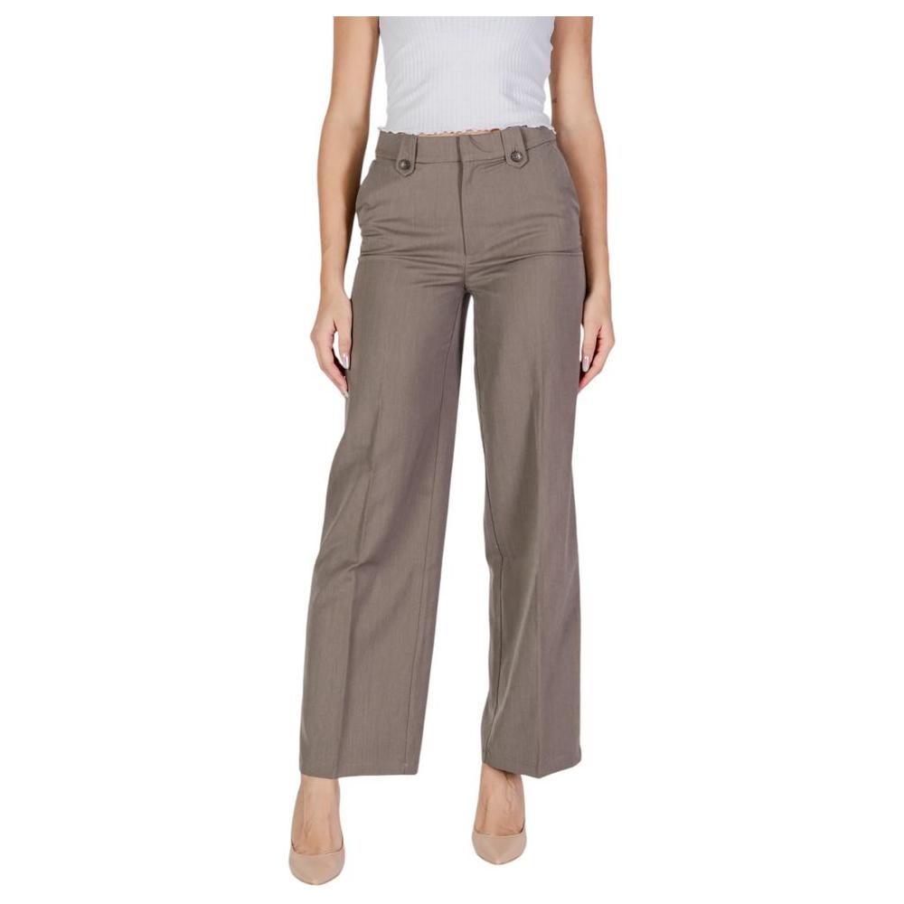 Women's Only Gray Polyester Pants for Fall/Winter, 62% Polyester, 29% Viscose, 9% Elastane, wide-leg style.